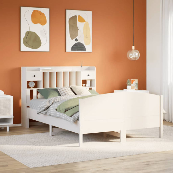 seng med reol uden madras 160x200 cm massivt fyrretræ hvid