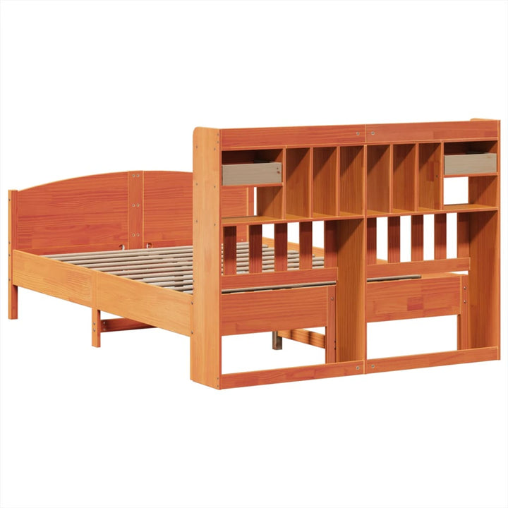 seng med reol uden madras 160x200cm massivt fyrretræ gyldenbrun