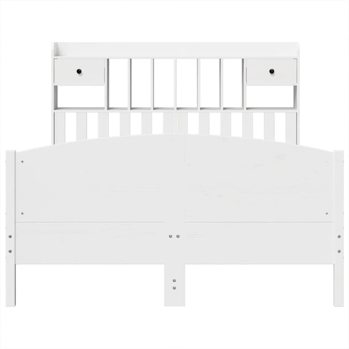 seng med reol uden madras 150x200 cm massivt fyrretræ hvid
