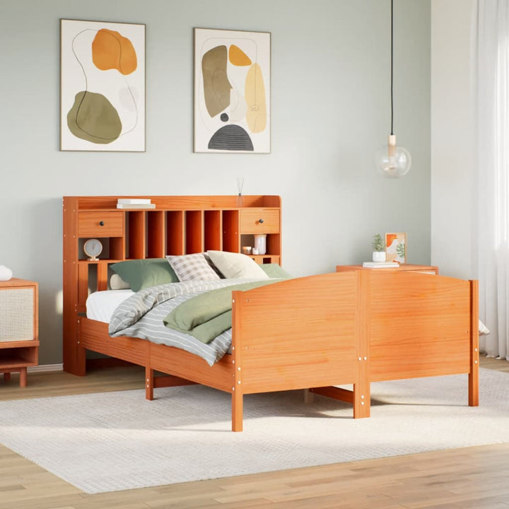 seng med reol uden madras 150x200cm massivt fyrretræ gyldenbrun