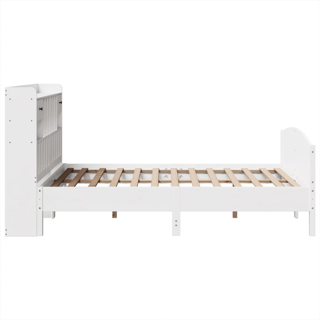 seng med reol uden madras 140x200 cm massivt fyrretræ hvid