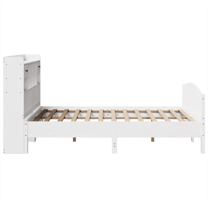seng med reol uden madras 140x200 cm massivt fyrretræ hvid