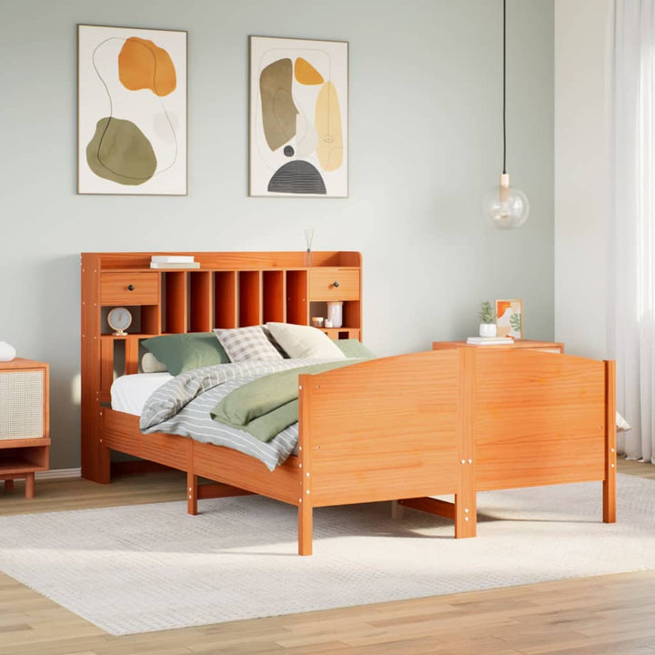 seng med reol uden madras 140x200cm massivt fyrretræ gyldenbrun