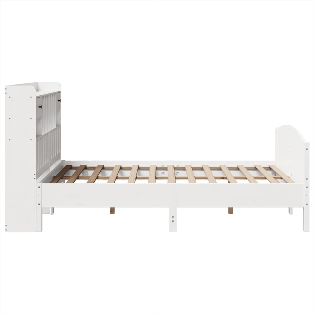 seng med reol uden madras 140x190 cm massivt fyrretræ hvid