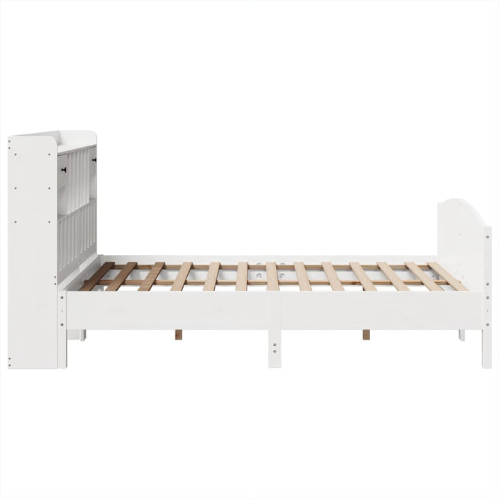 seng med reol uden madras 140x190 cm massivt fyrretræ hvid