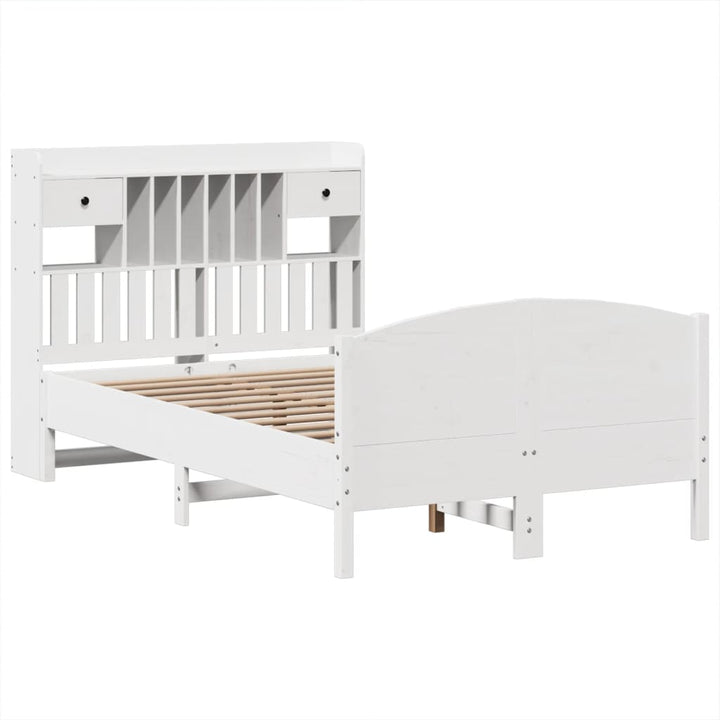 seng med reol uden madras 135x190 cm massivt fyrretræ hvid