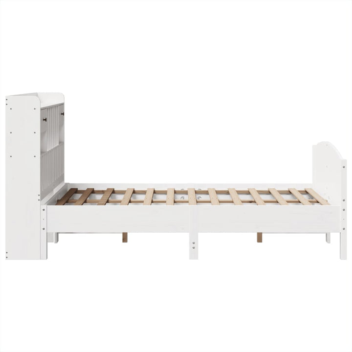 seng med reol uden madras 135x190 cm massivt fyrretræ hvid