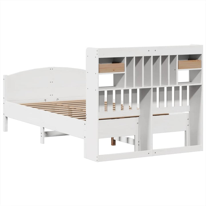 seng med reol uden madras 135x190 cm massivt fyrretræ hvid