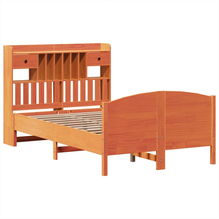 seng med reol uden madras 135x190cm massivt fyrretræ gyldenbrun