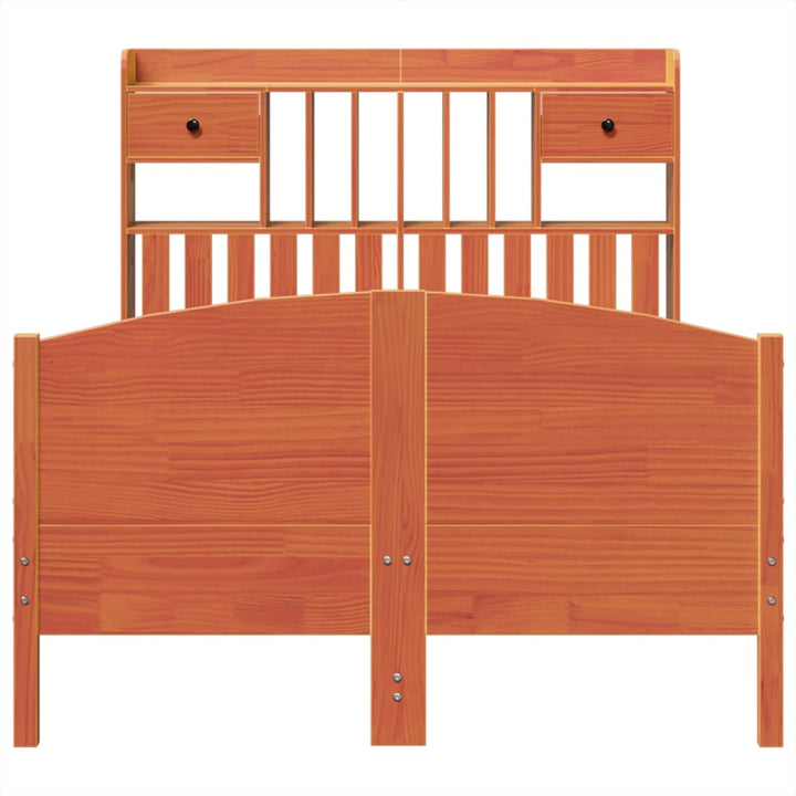 seng med reol uden madras 135x190cm massivt fyrretræ gyldenbrun
