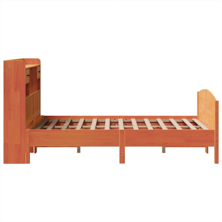 seng med reol uden madras 135x190cm massivt fyrretræ gyldenbrun