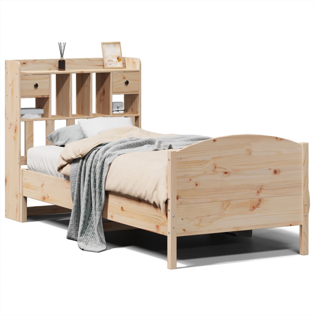 seng med reol uden madras 100x200 cm massivt fyrretræ