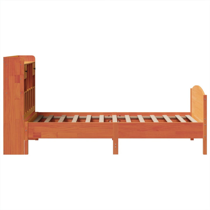 seng med reol uden madras 100x200cm massivt fyrretræ gyldenbrun