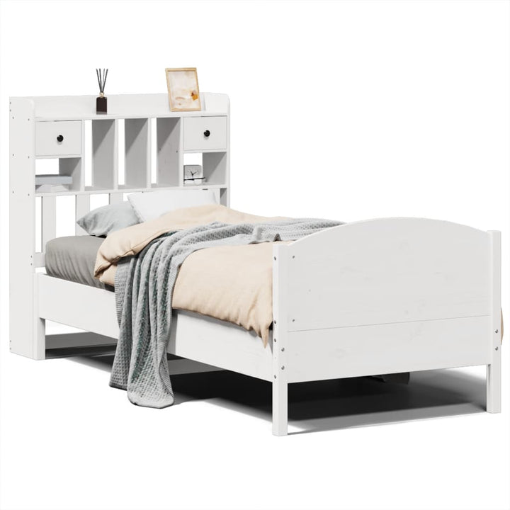 seng med reol uden madras 90x200 cm massivt fyrretræ hvid