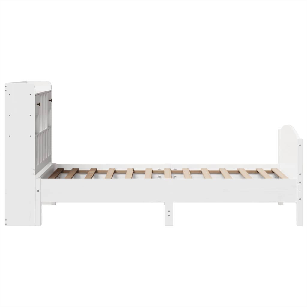 seng med reol uden madras 90x200 cm massivt fyrretræ hvid