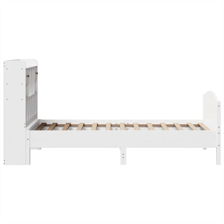 seng med reol uden madras 90x200 cm massivt fyrretræ hvid