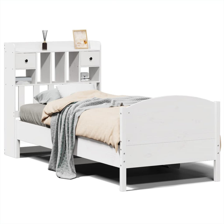 seng med reol uden madras 75x190 cm massivt fyrretræ hvid