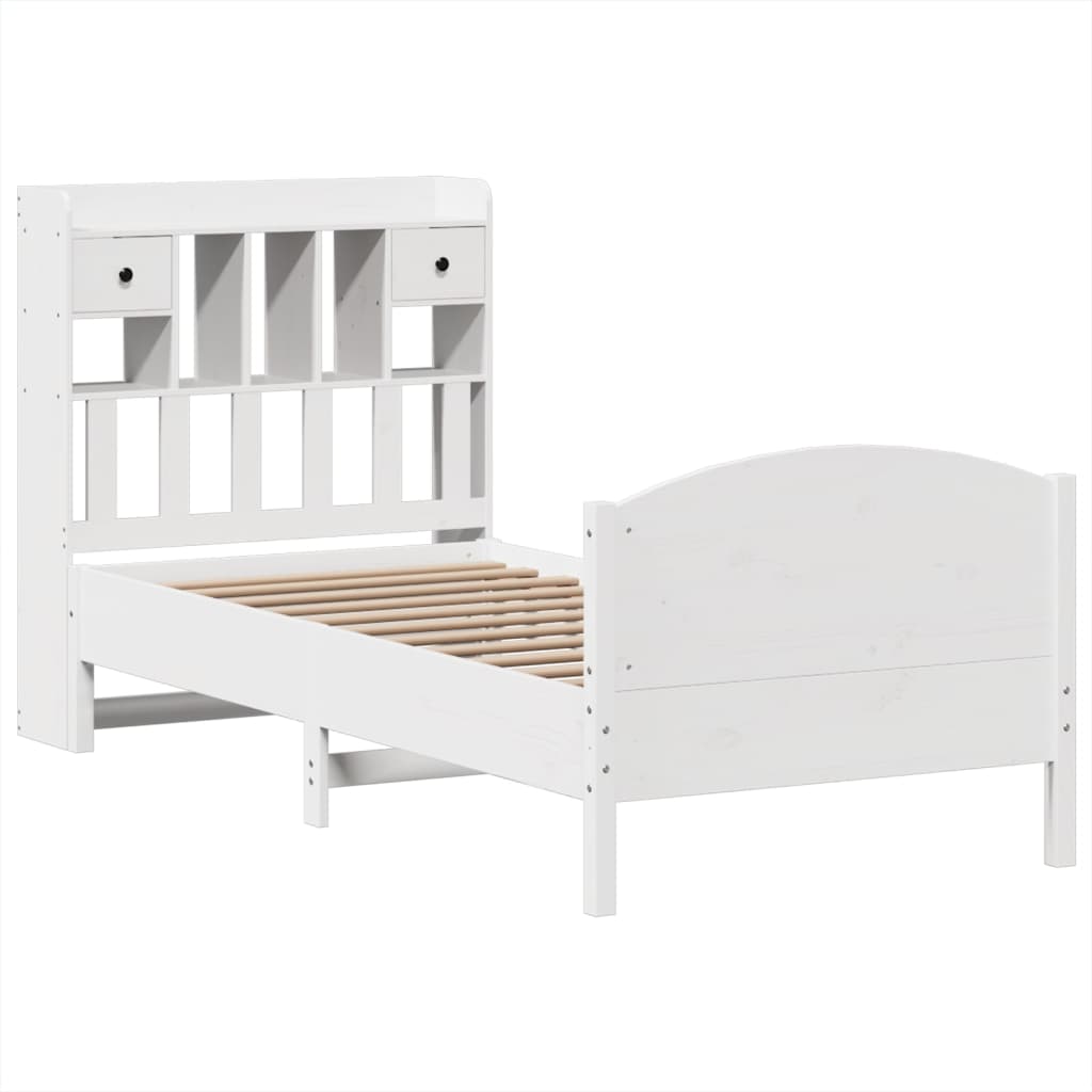 seng med reol uden madras 75x190 cm massivt fyrretræ hvid