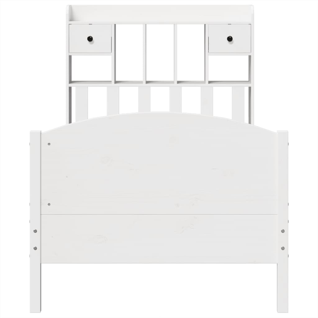 seng med reol uden madras 75x190 cm massivt fyrretræ hvid