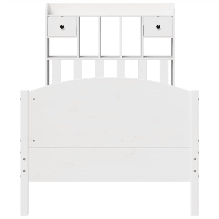 seng med reol uden madras 75x190 cm massivt fyrretræ hvid