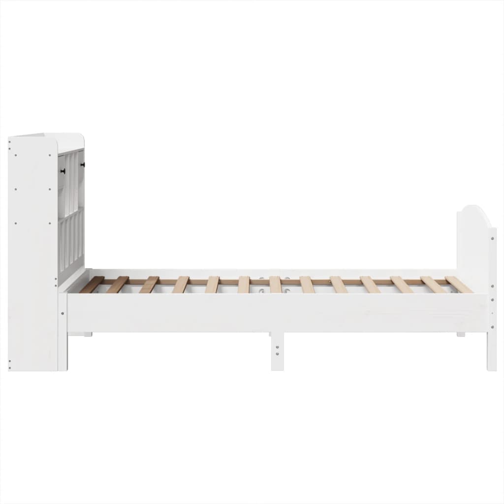 seng med reol uden madras 75x190 cm massivt fyrretræ hvid