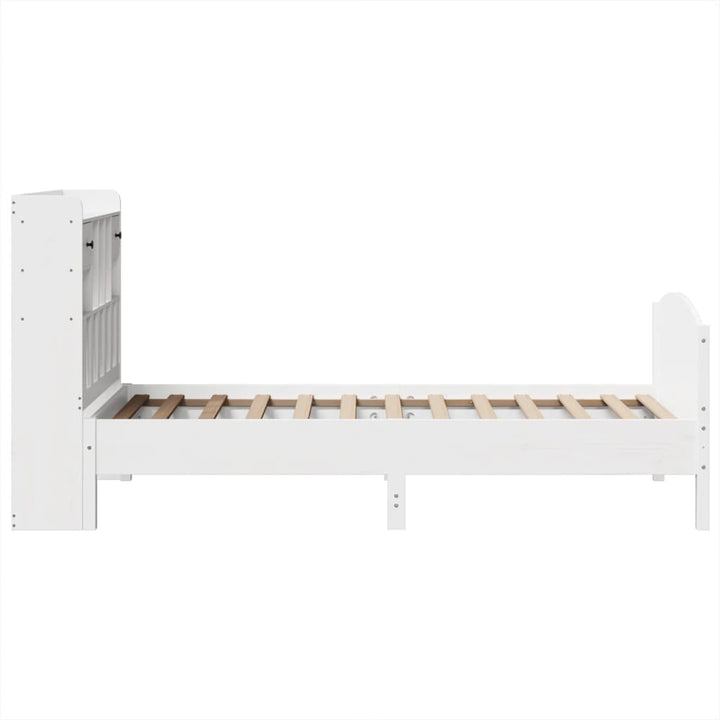 seng med reol uden madras 75x190 cm massivt fyrretræ hvid