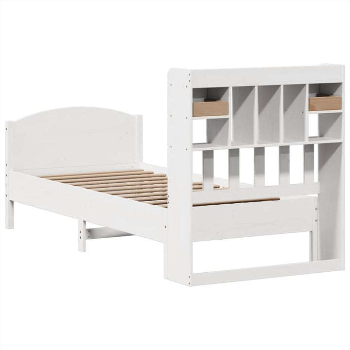 seng med reol uden madras 75x190 cm massivt fyrretræ hvid