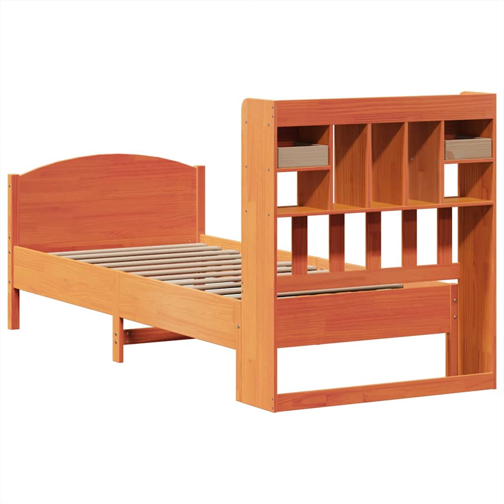 seng med reol uden madras 75x190 cm massivt fyrretræ gyldenbrun