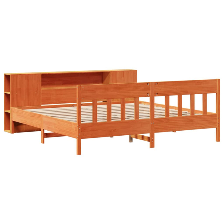 seng med reol uden madras 200x200cm massivt fyrretræ gyldenbrun