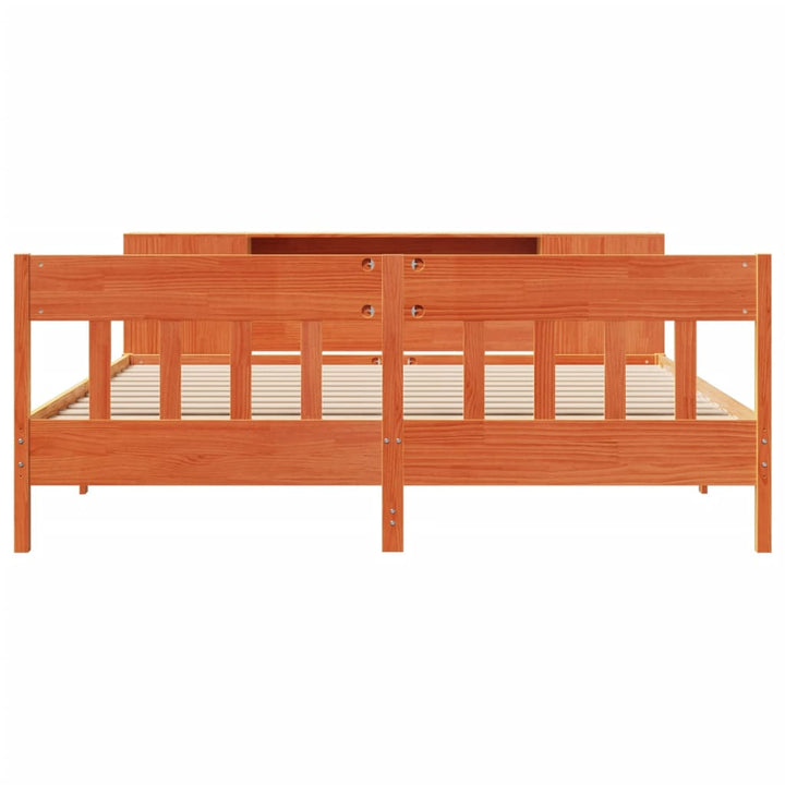 seng med reol uden madras 200x200cm massivt fyrretræ gyldenbrun