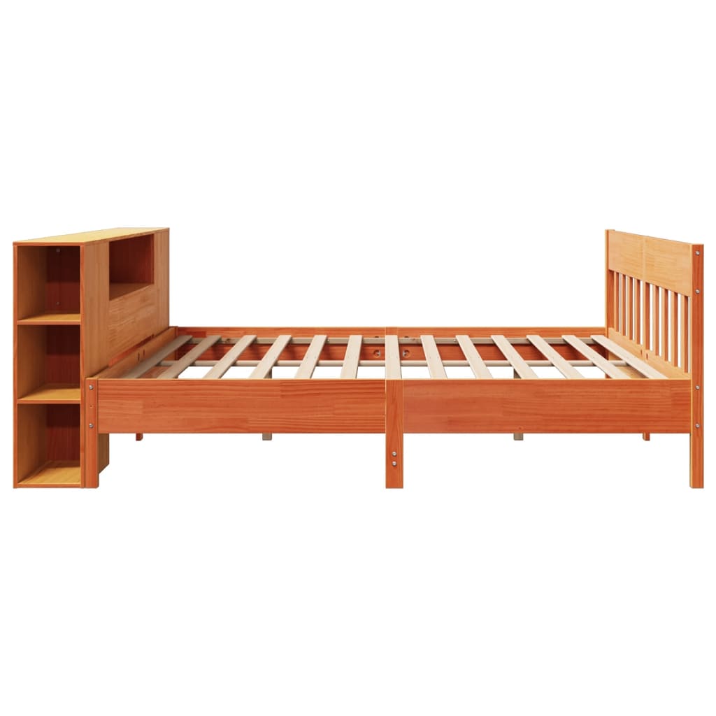 seng med reol uden madras 200x200cm massivt fyrretræ gyldenbrun