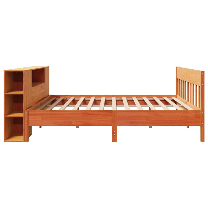 seng med reol uden madras 200x200cm massivt fyrretræ gyldenbrun