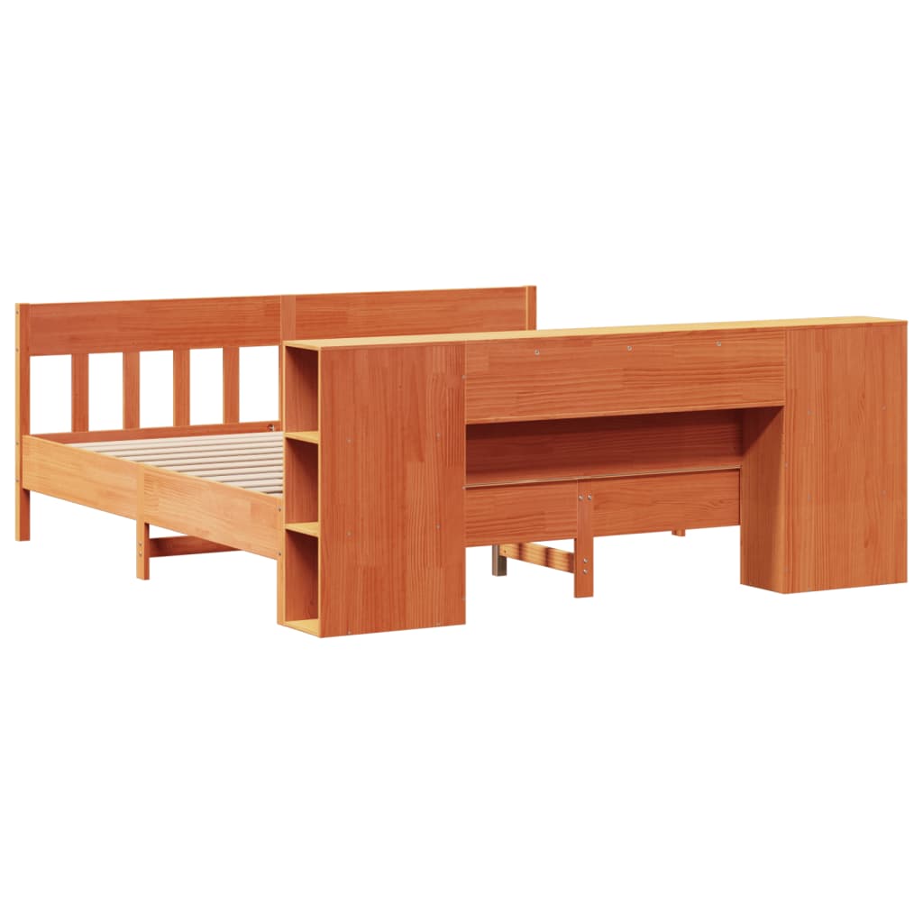 seng med reol uden madras 200x200cm massivt fyrretræ gyldenbrun