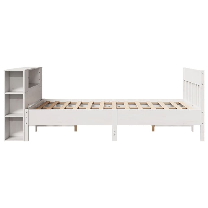 seng med reol uden madras 160x200 cm massivt fyrretræ hvid