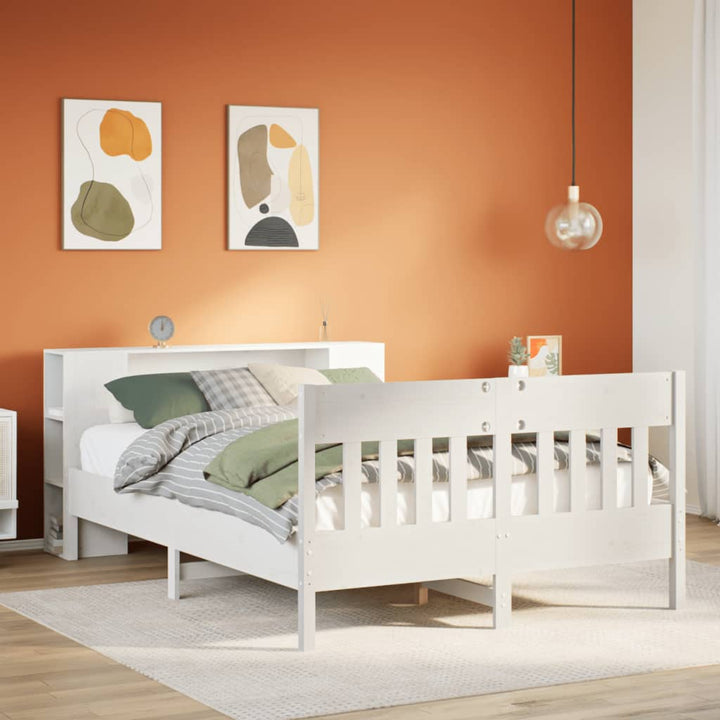 seng med reol uden madras 160x200 cm massivt fyrretræ hvid