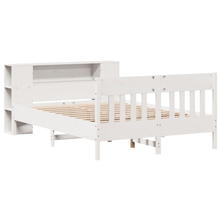 seng med reol uden madras 150x200 cm massivt fyrretræ hvid