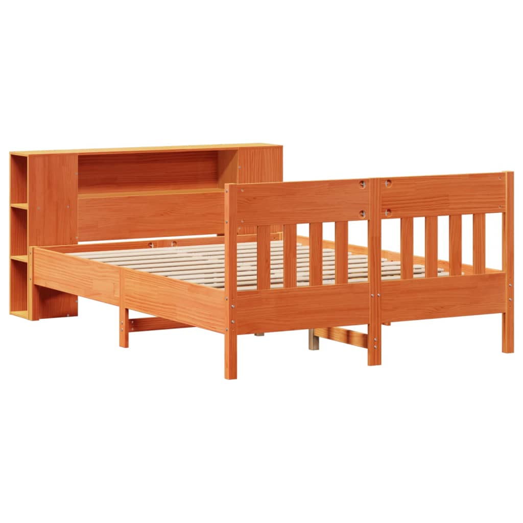 seng med reol uden madras 150x200cm massivt fyrretræ gyldenbrun