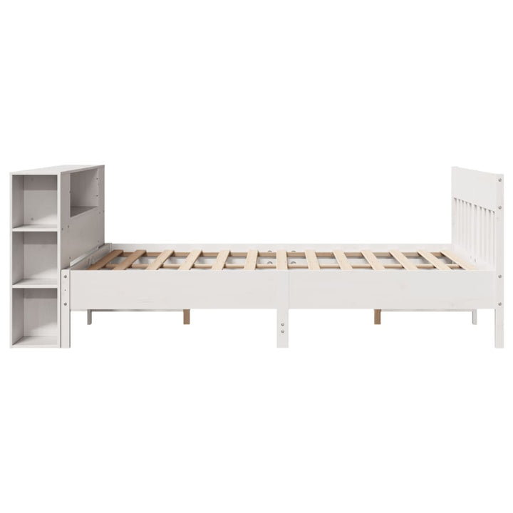 seng med reol uden madras 120x200 cm massivt fyrretræ hvid