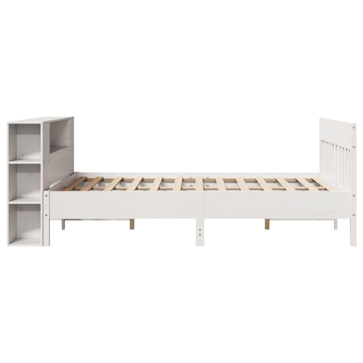 seng med reol uden madras 140x190 cm massivt fyrretræ hvid