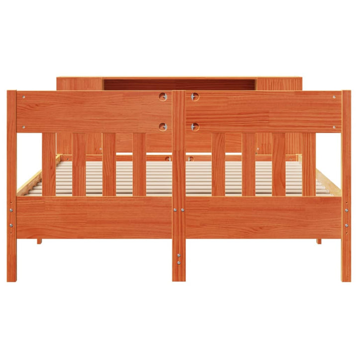 seng med reol uden madras 140x190cm massivt fyrretræ gyldenbrun