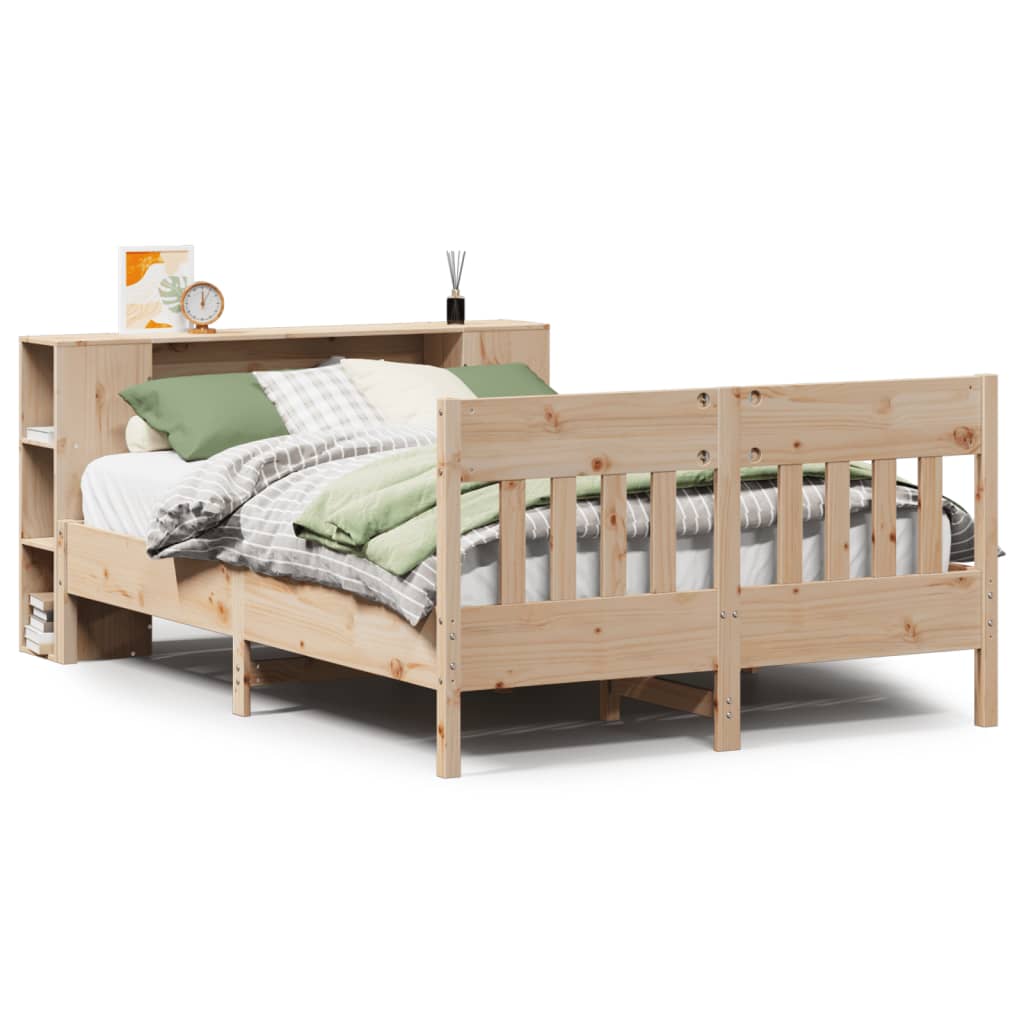 seng med reol uden madras 135x190 cm massivt fyrretræ