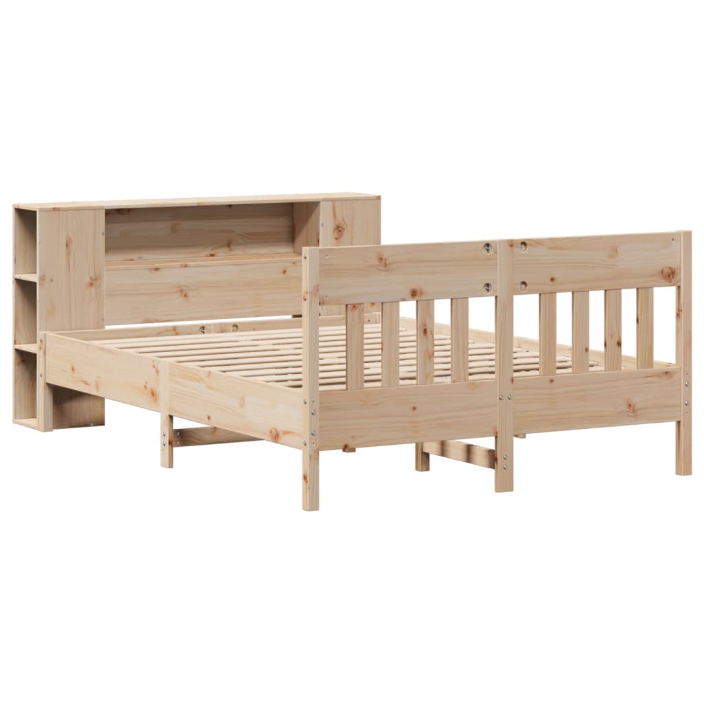 seng med reol uden madras 135x190 cm massivt fyrretræ