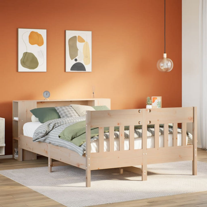 seng med reol uden madras 135x190 cm massivt fyrretræ