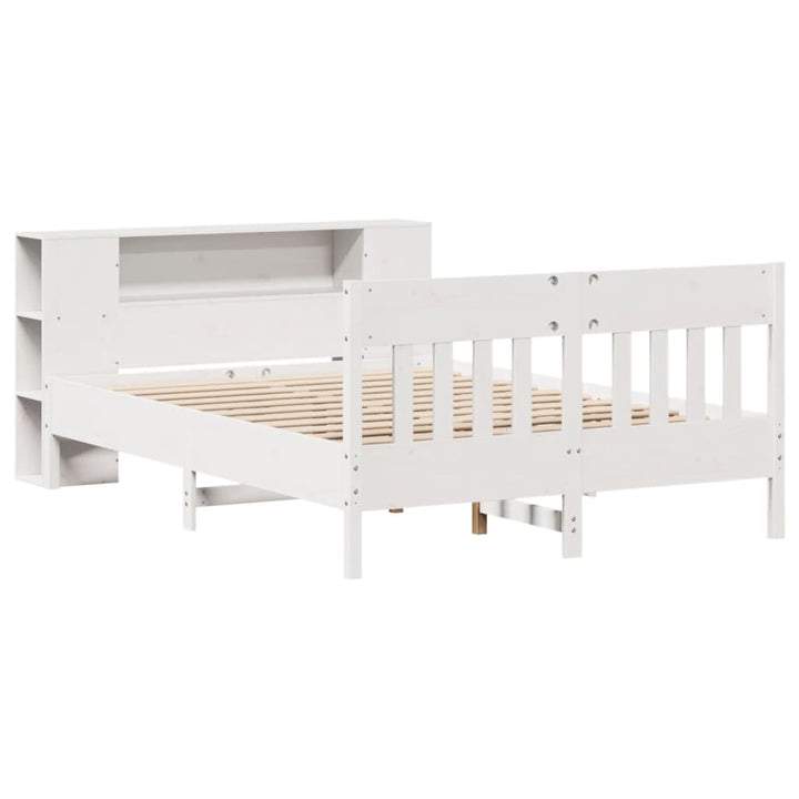 seng med reol uden madras 135x190 cm massivt fyrretræ hvid