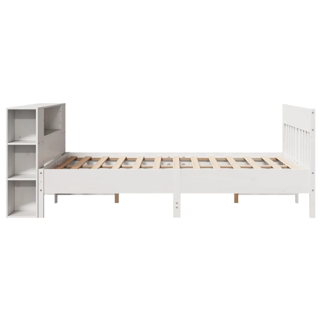 seng med reol uden madras 135x190 cm massivt fyrretræ hvid