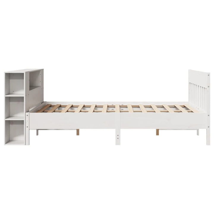 seng med reol uden madras 135x190 cm massivt fyrretræ hvid