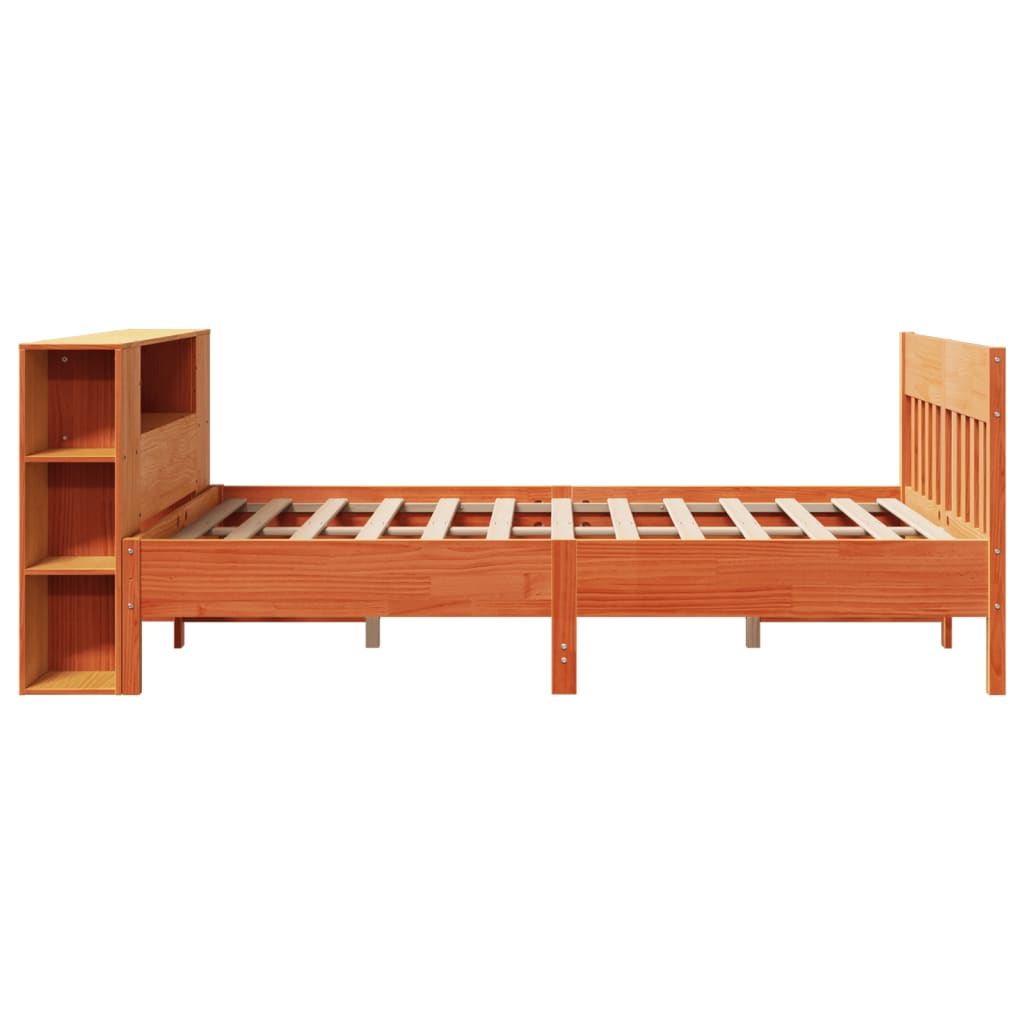 seng med reol uden madras 135x190cm massivt fyrretræ gyldenbrun