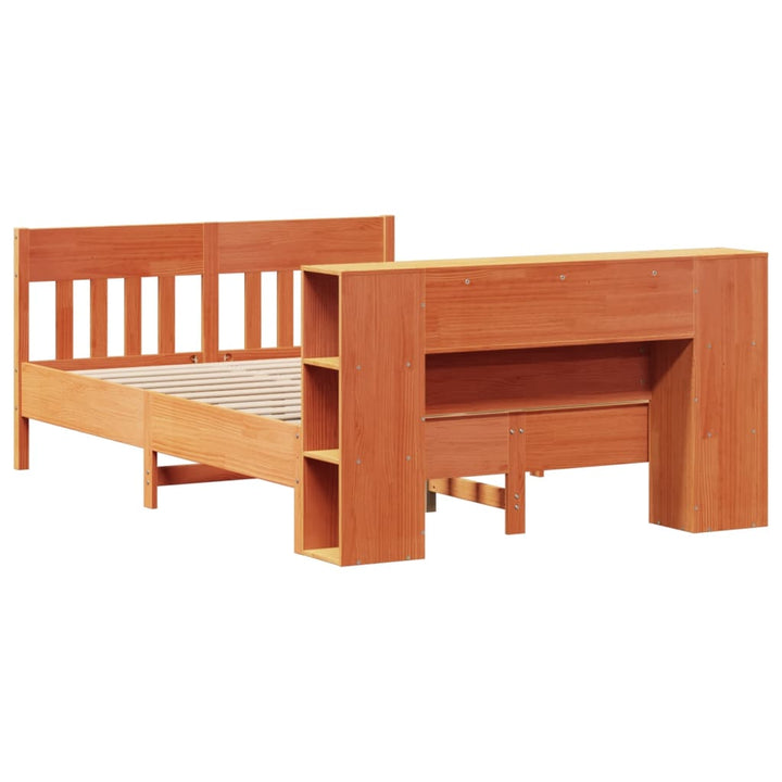 seng med reol uden madras 135x190cm massivt fyrretræ gyldenbrun