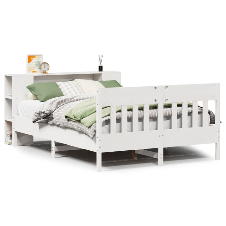seng med reol uden madras 120x190 cm massivt fyrretræ hvid