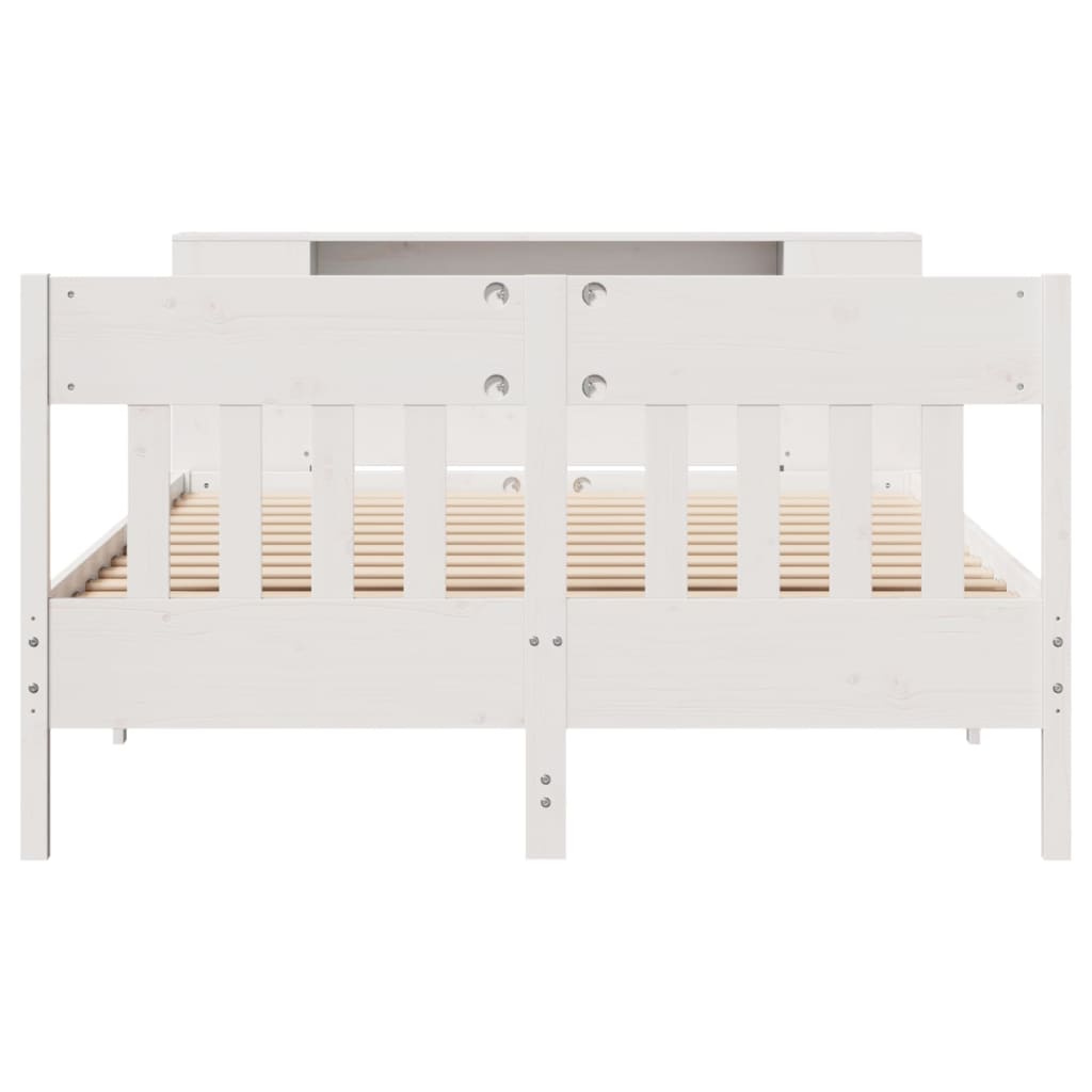 seng med reol uden madras 120x190 cm massivt fyrretræ hvid